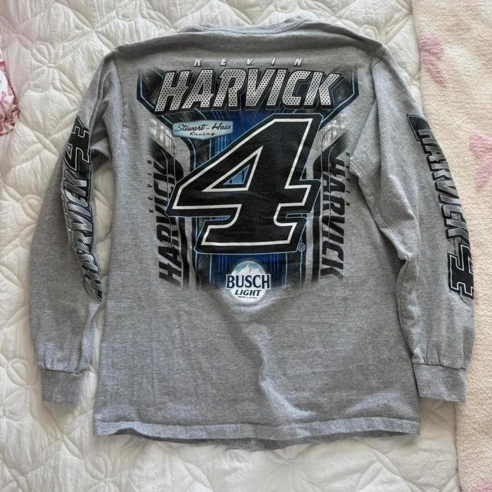 grey and blue nascar long sleeve t shirt